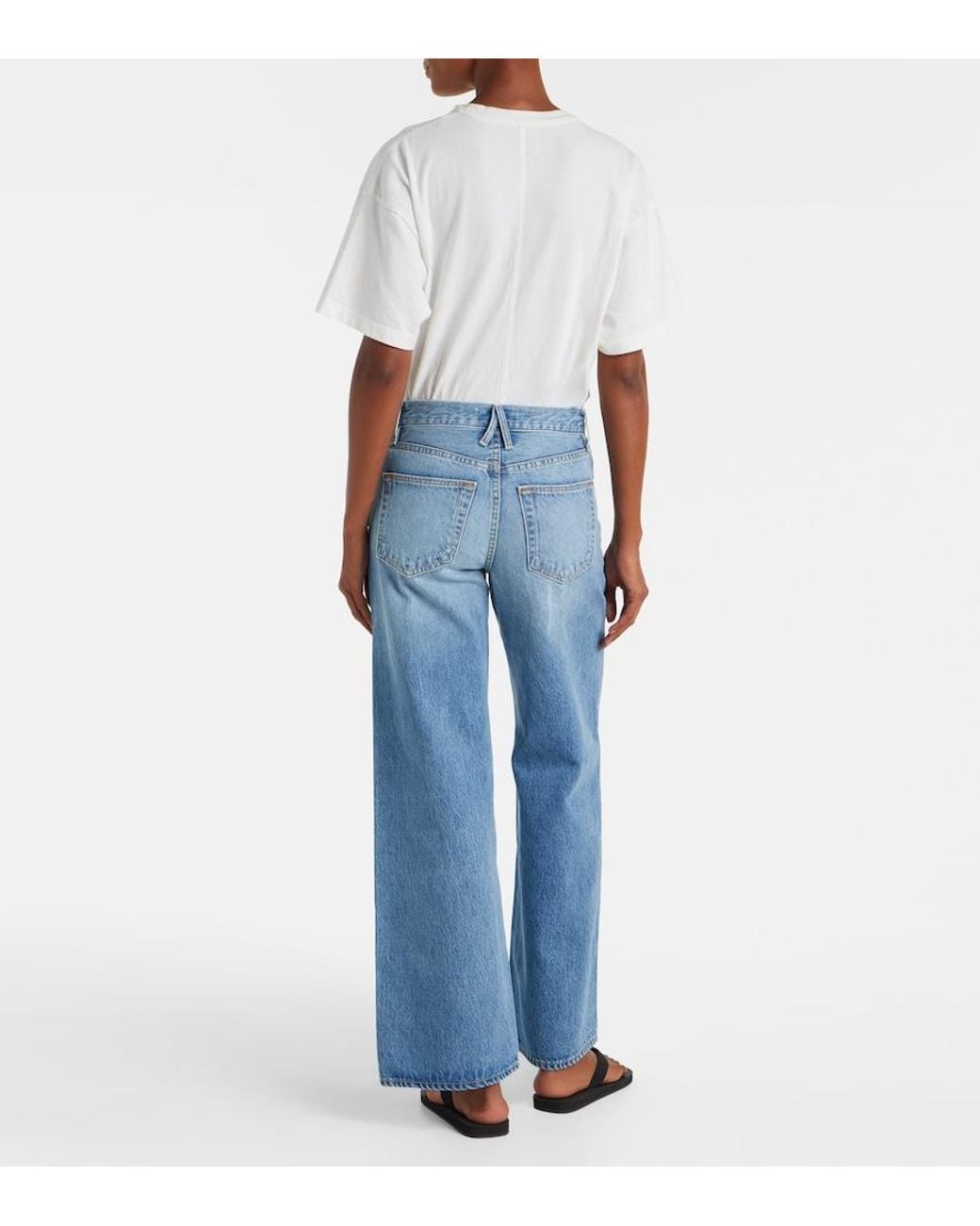 SLVRLAKE Denim Blue Selena Mid-Rise Wide-Leg Jeans