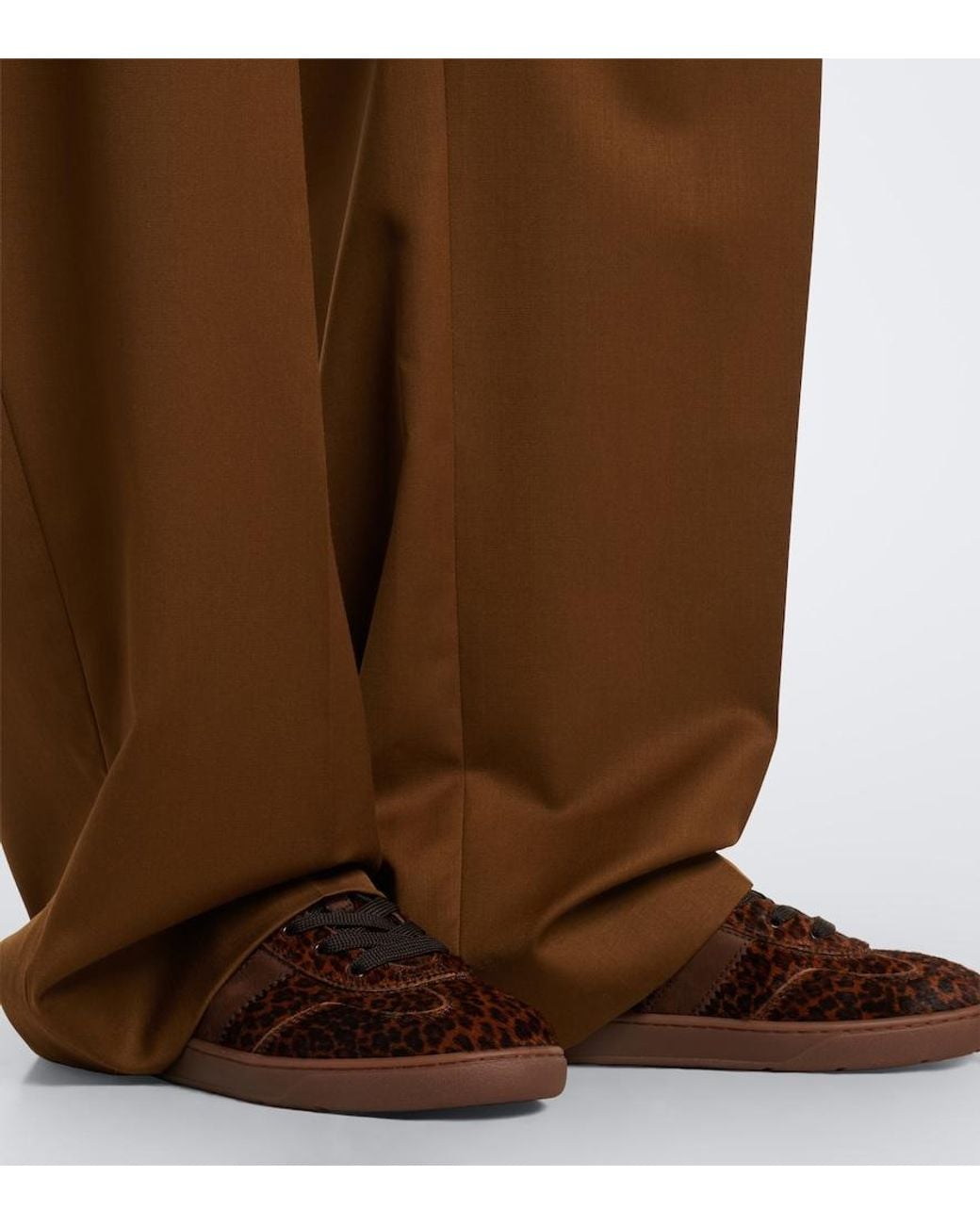 Hogan Brown H647 Leopard-Print Calf Hair Sneakers
