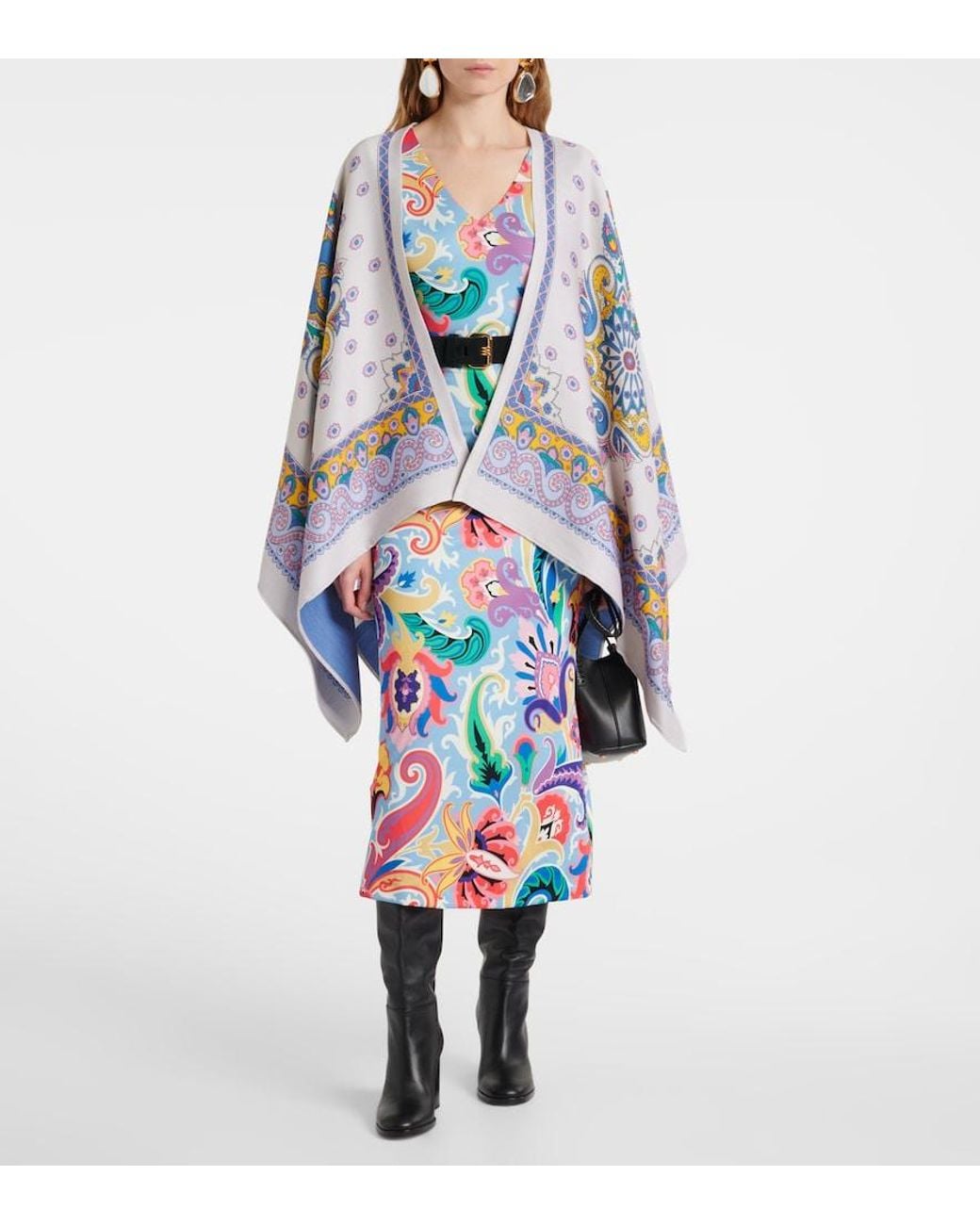 Etro White Paisley Midi Dress