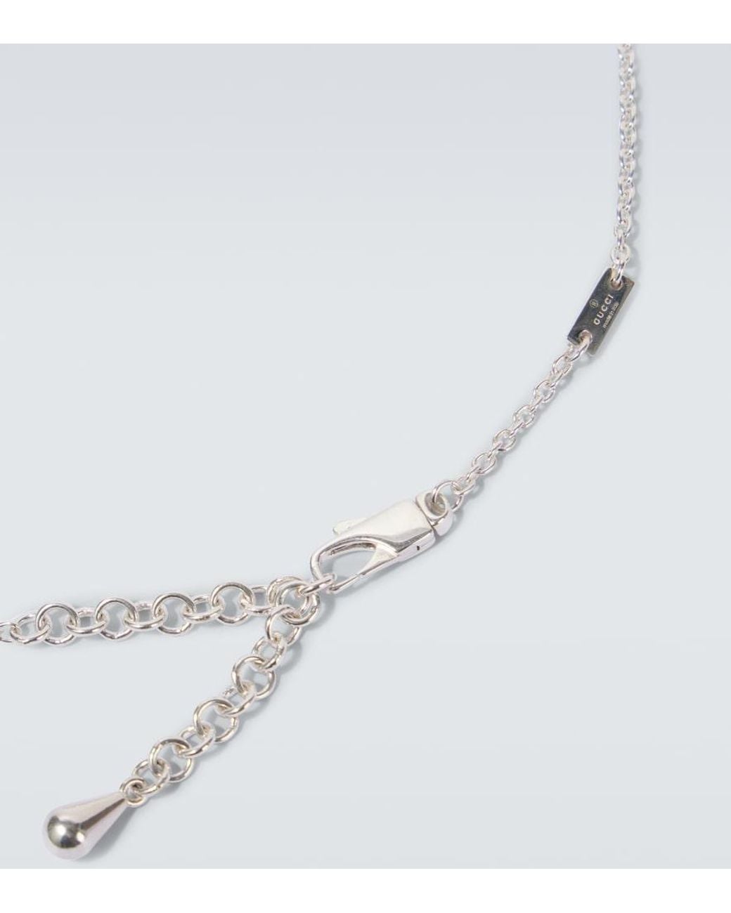 Gucci White Interlocking G Sterling Necklace for men