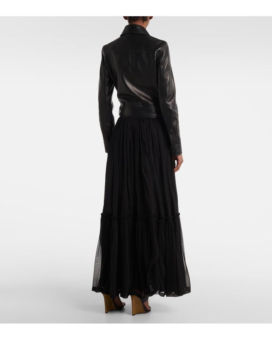 Chaqueta Cropped De Piel Saint Laurent de color Black