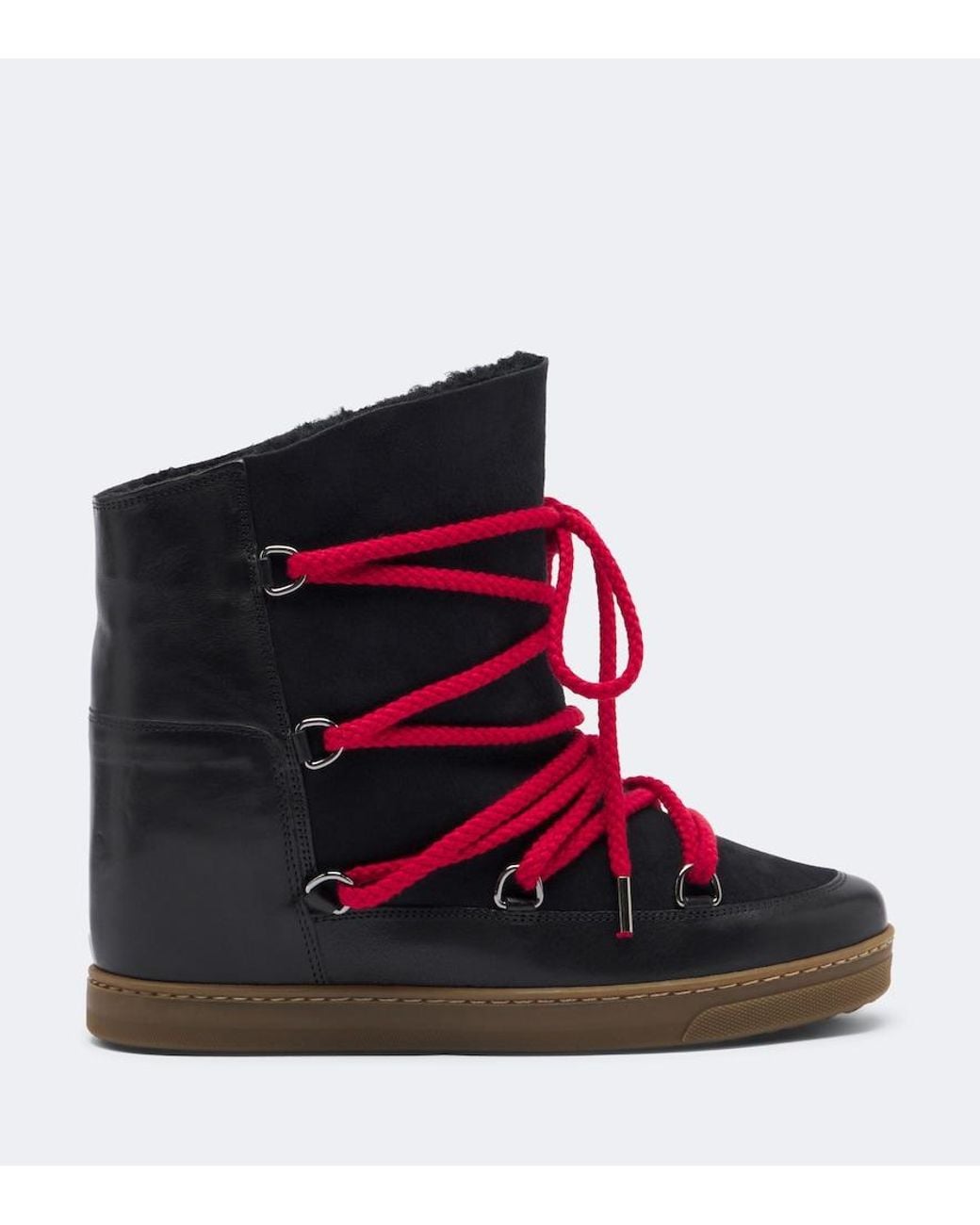 Isabel Marant Red Nowles Leather And Suede Snow Boots