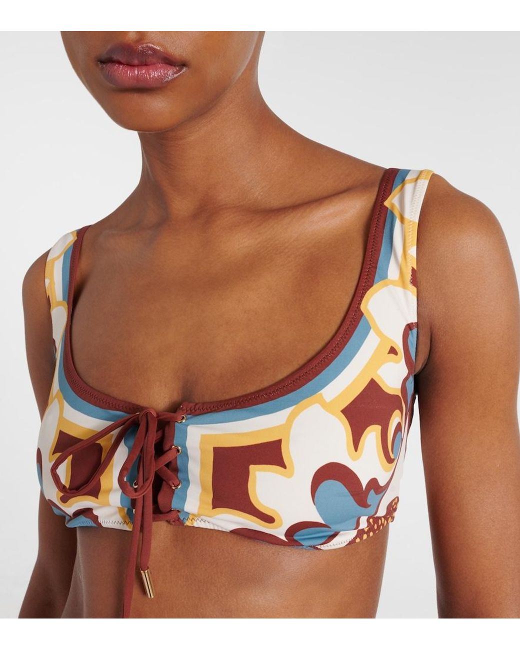 LaDoubleJ Metallic Sunset Floral Bikini Top