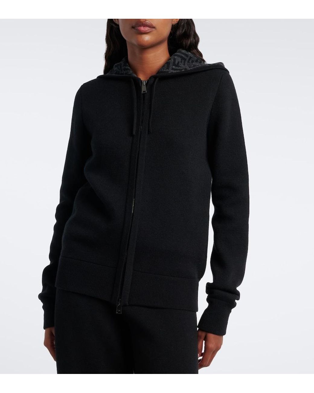Fendi Blue Ff Zucca Cashmere-Blend Zip-Up Hoodie