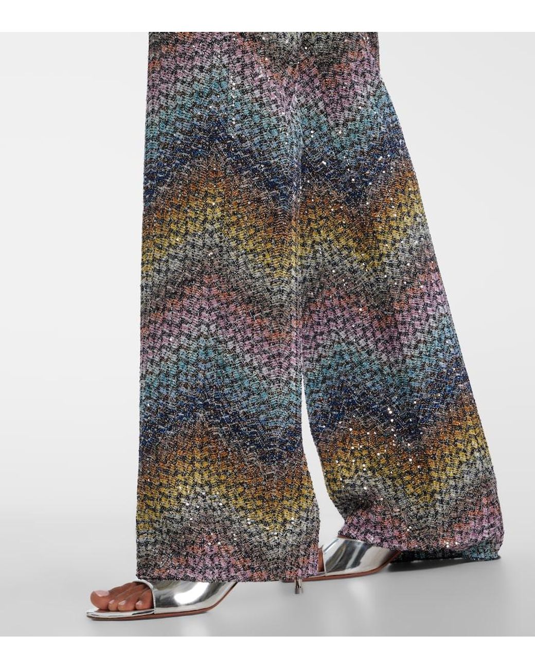 Missoni Blue Sequined Lame Flared Pants