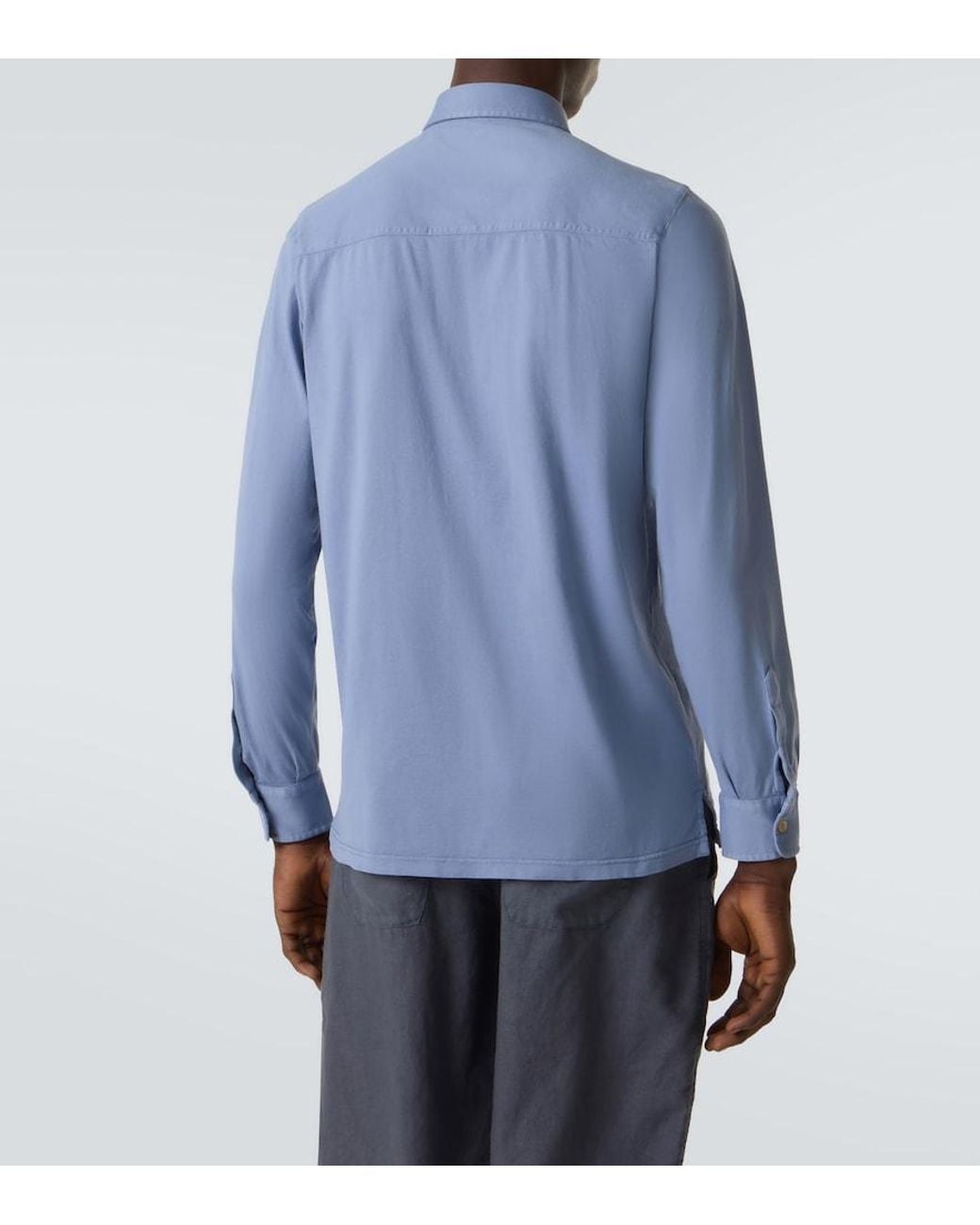 Fedeli Blue Jason Cotton Jersey Shirt for men
