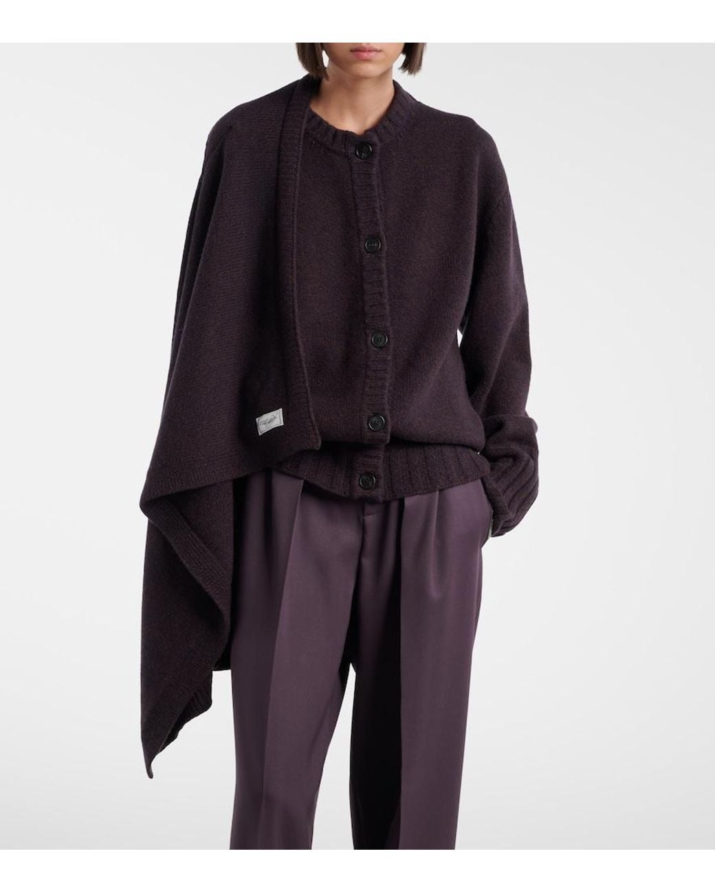 The Attico Blue Scarf-Detail Wool And Cashmere Cardigan