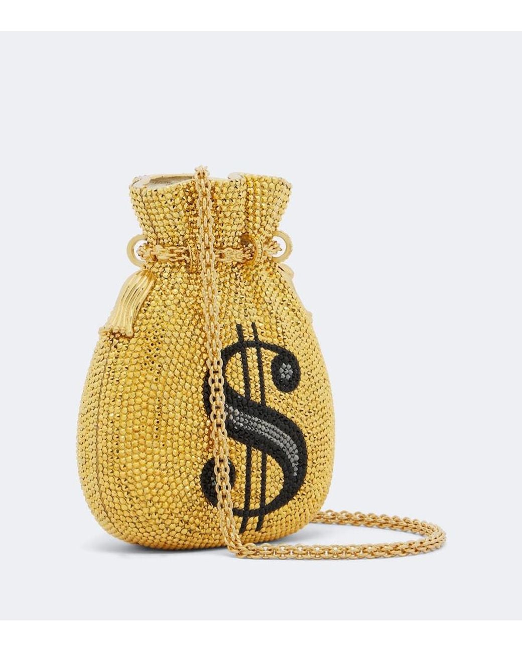 Judith Leiber Metallic Money Bag Crystal-Embellished Clutch