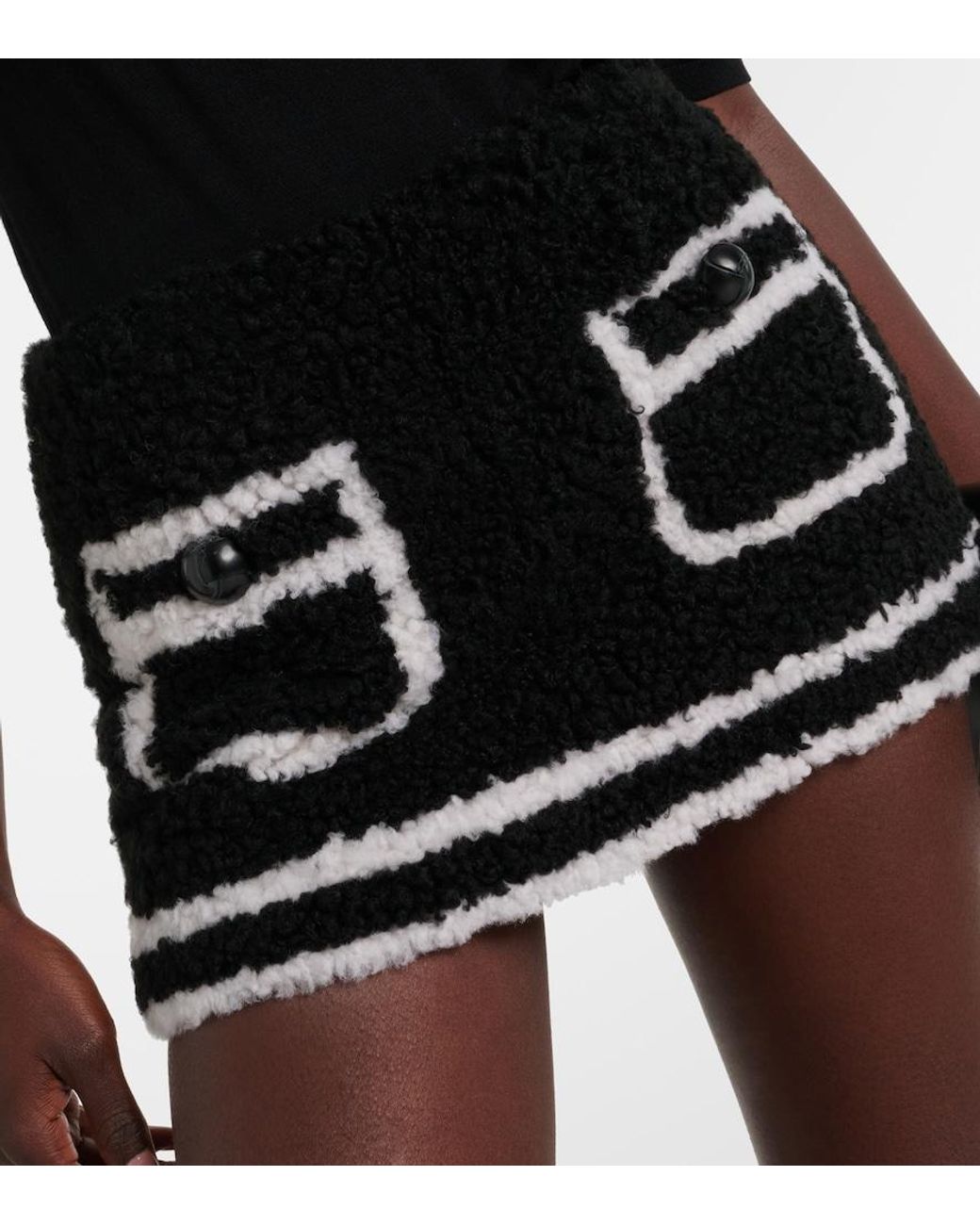 Blancha Black Shearling Miniskirt