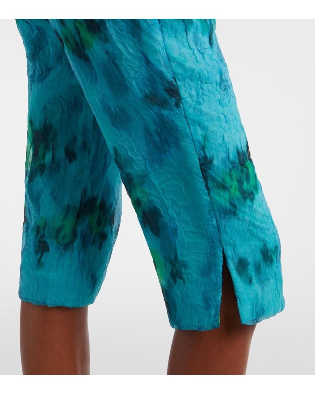 Ganni Blue Printed Capri Pants