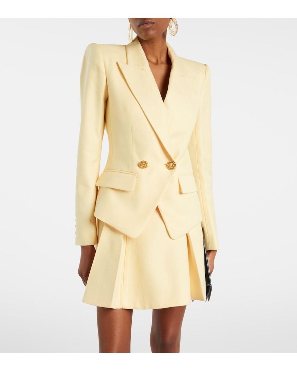 Balmain Natural 2-Buttons Natte Blazer Jacket