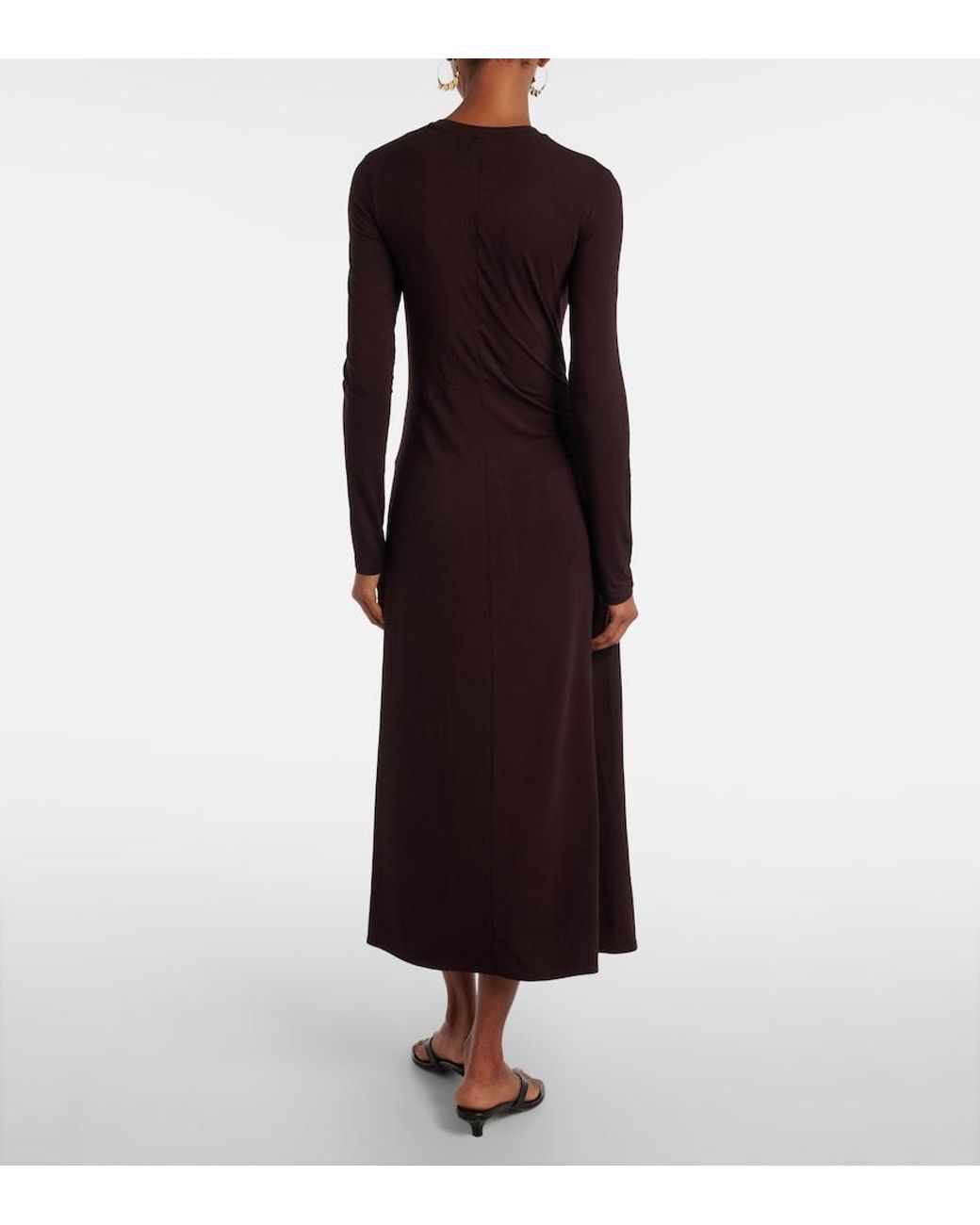 Vince Purple Ruched Jersey Maxi Dress