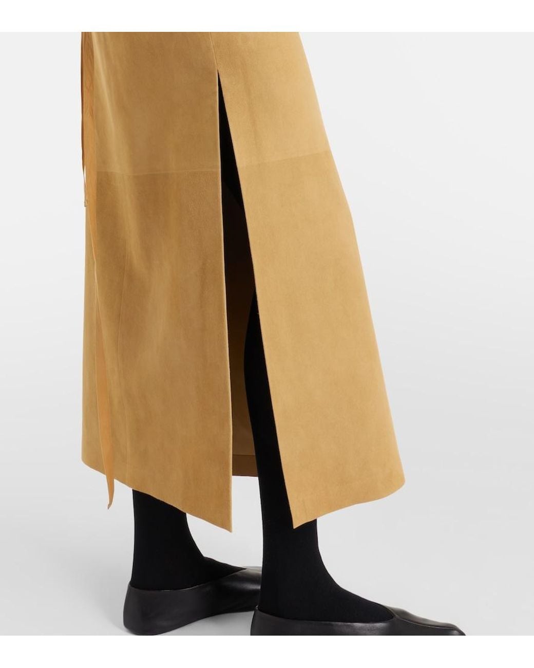 The Row Natural Danas Suede Wrap Skirt