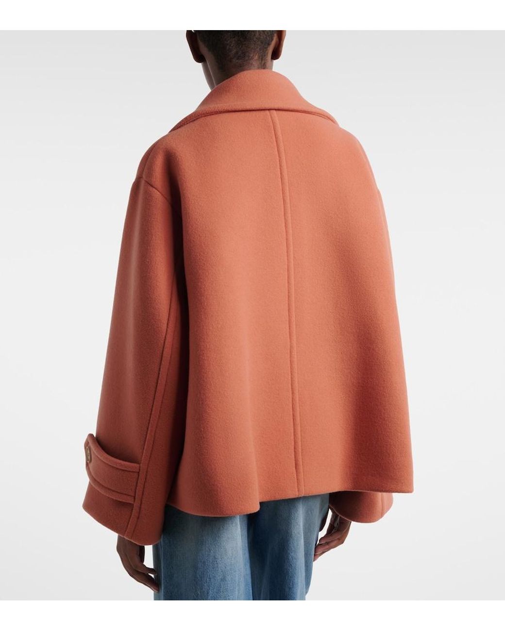 Chloé Orange Oversized Wool-Blend Peacoat