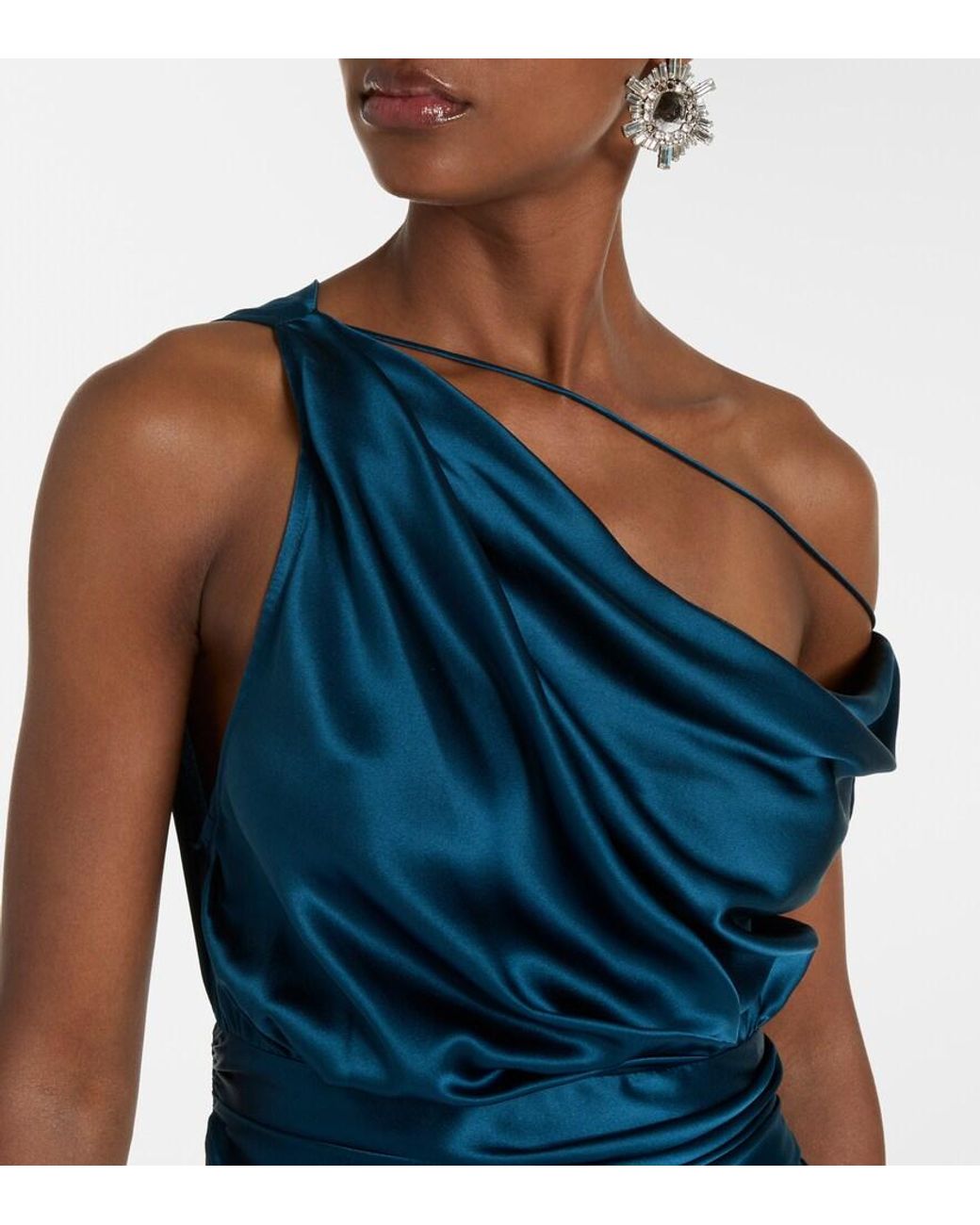 The Sei Blue Draped Silk Satin Gown