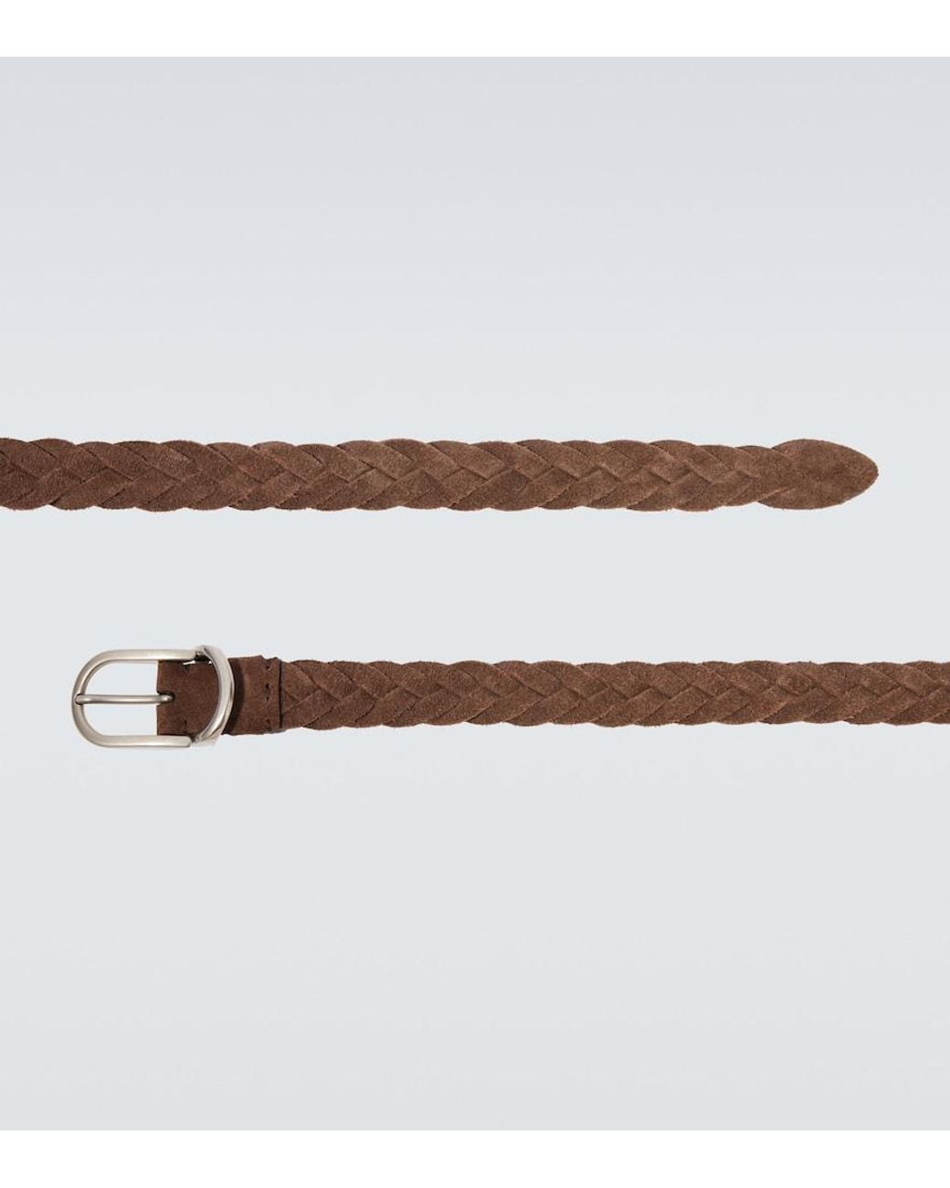 Brunello Cucinelli Brown Braided Suede Belt for men