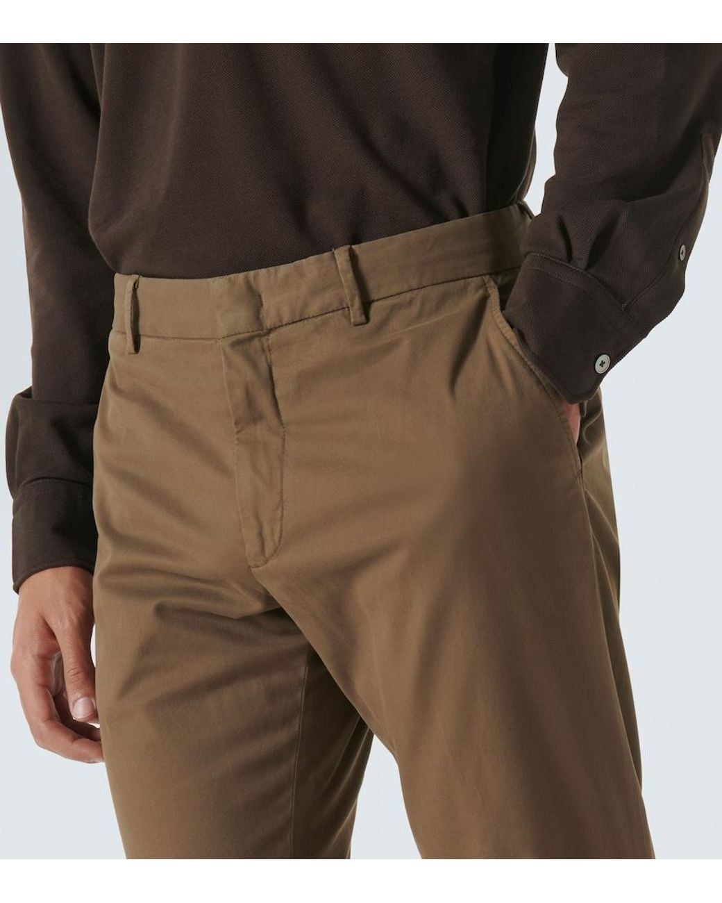Zegna Brown Cotton-Blend Chinos for men