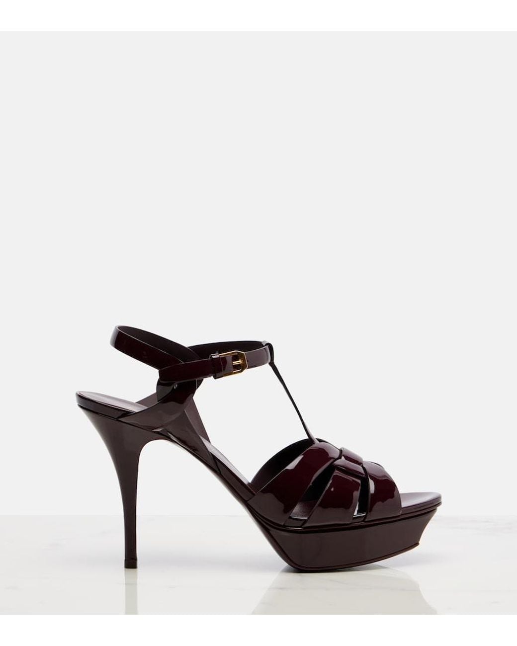 Saint Laurent Black Patent Leather Sandals