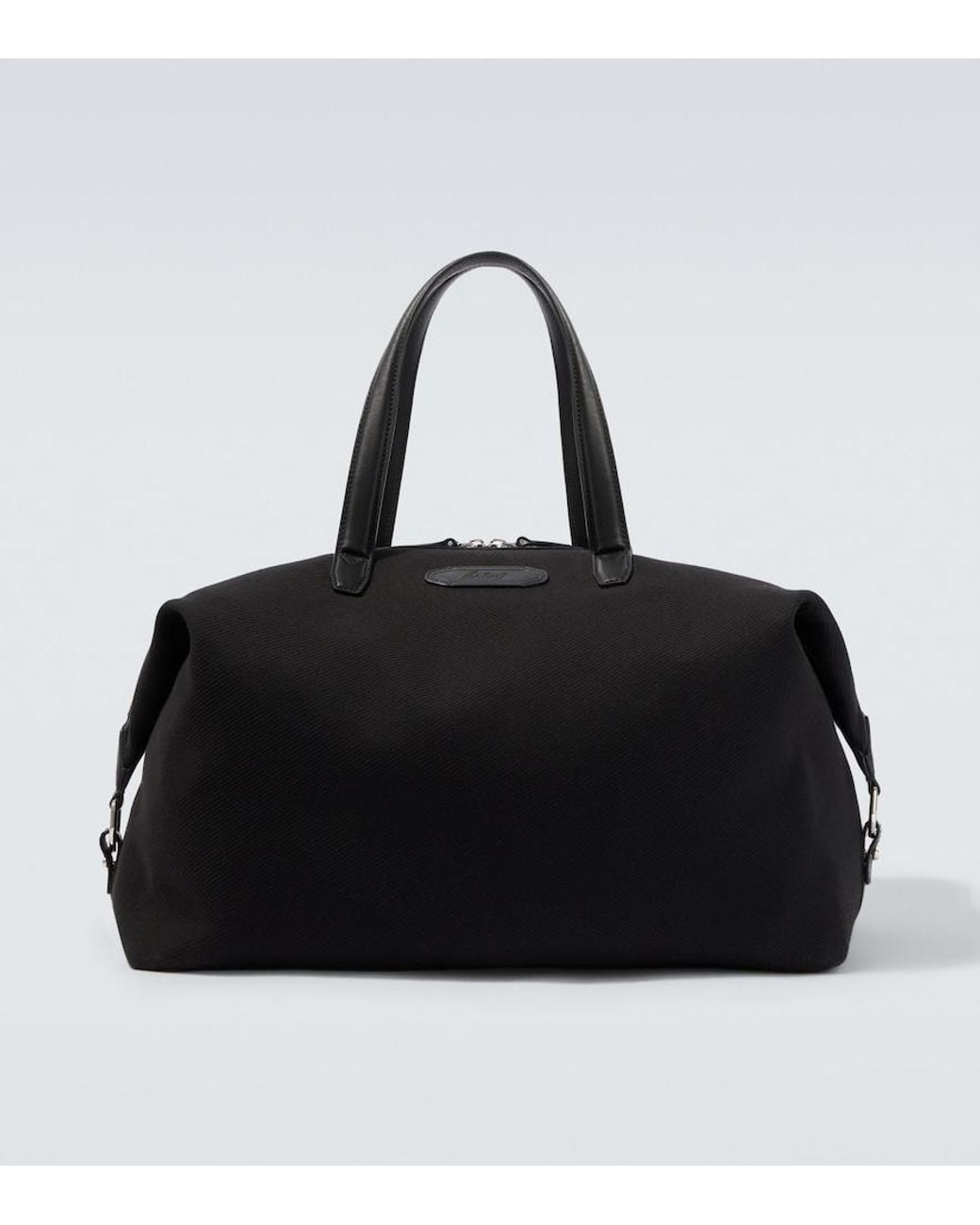 Brioni Black Leather-Trimmed Canvas Duffel Bag for men