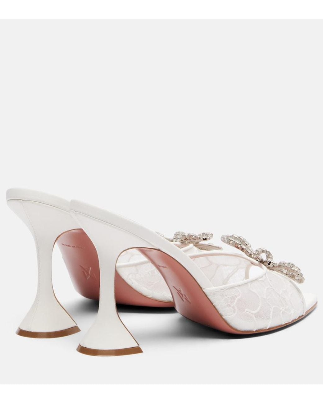 AMINA MUADDI White Rosie Embellished Lace Mules