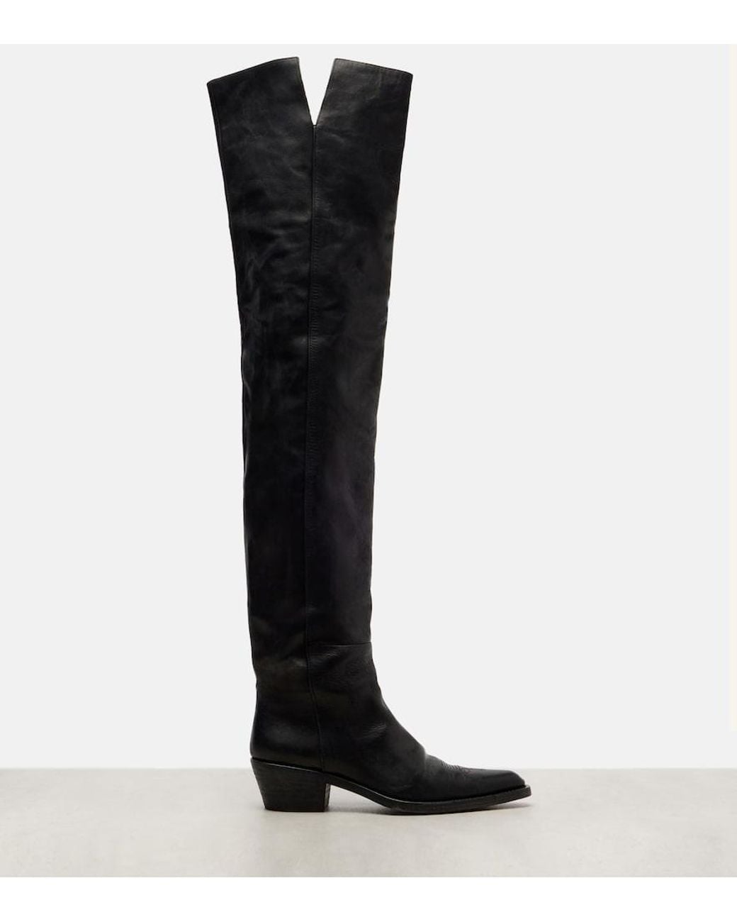 Khaite Black Clive 35 Leather Over-The-Knee Boots