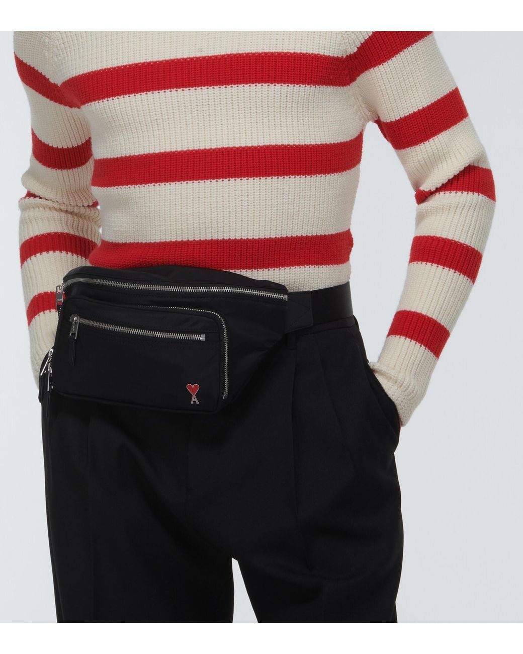Ami Paris Ami De Coeur Belt Bag in Black for Men | Lyst