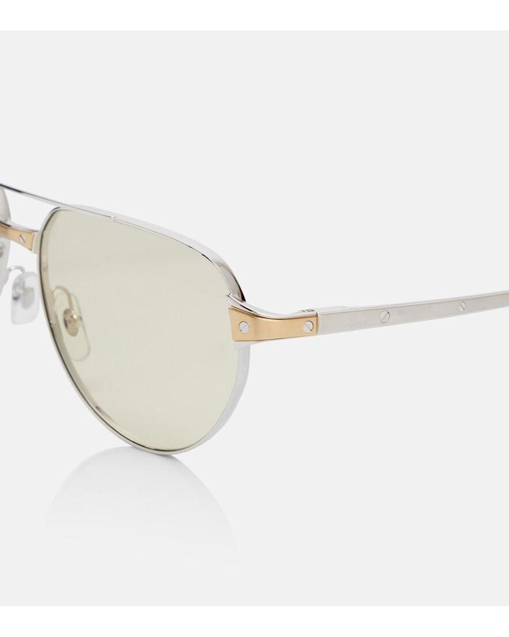 Cartier Natural Santos De Cartier Aviator Sunglasses