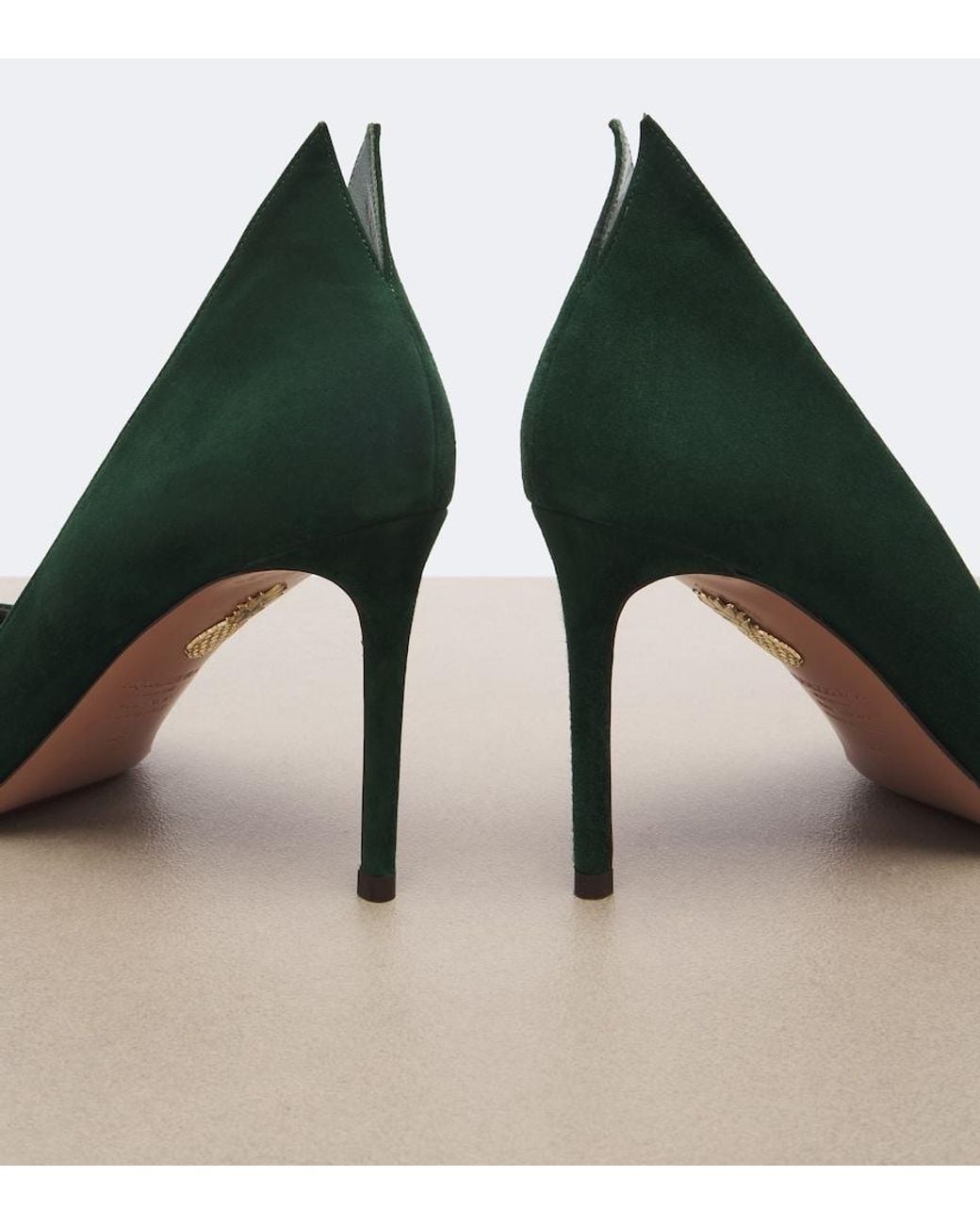 Aquazzura Green Linea Suede Pumps