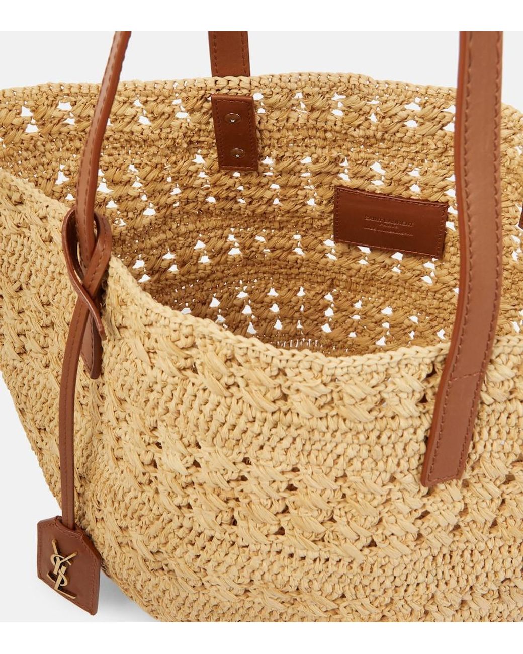 Saint Laurent Natural Panier Small Raffia Basket Bag