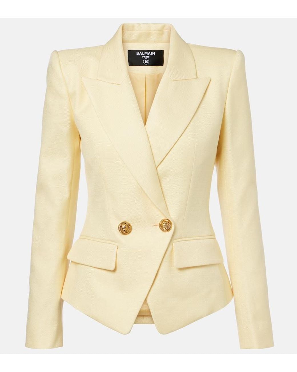 Balmain Natural 2-Buttons Natte Blazer Jacket