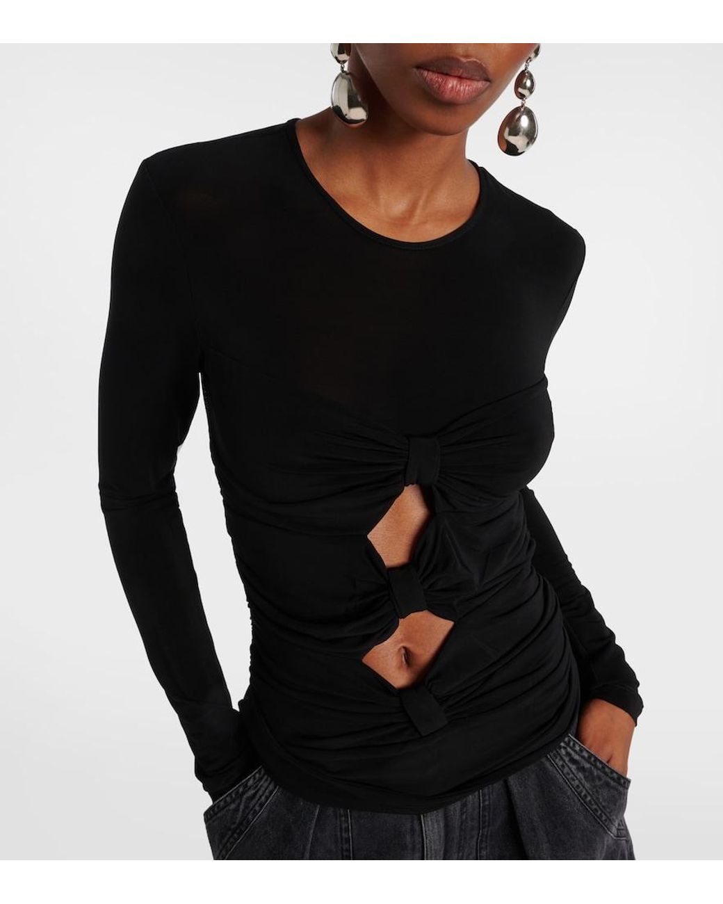 Isabel Marant Black Gladice Cutout Gathered Jersey Top