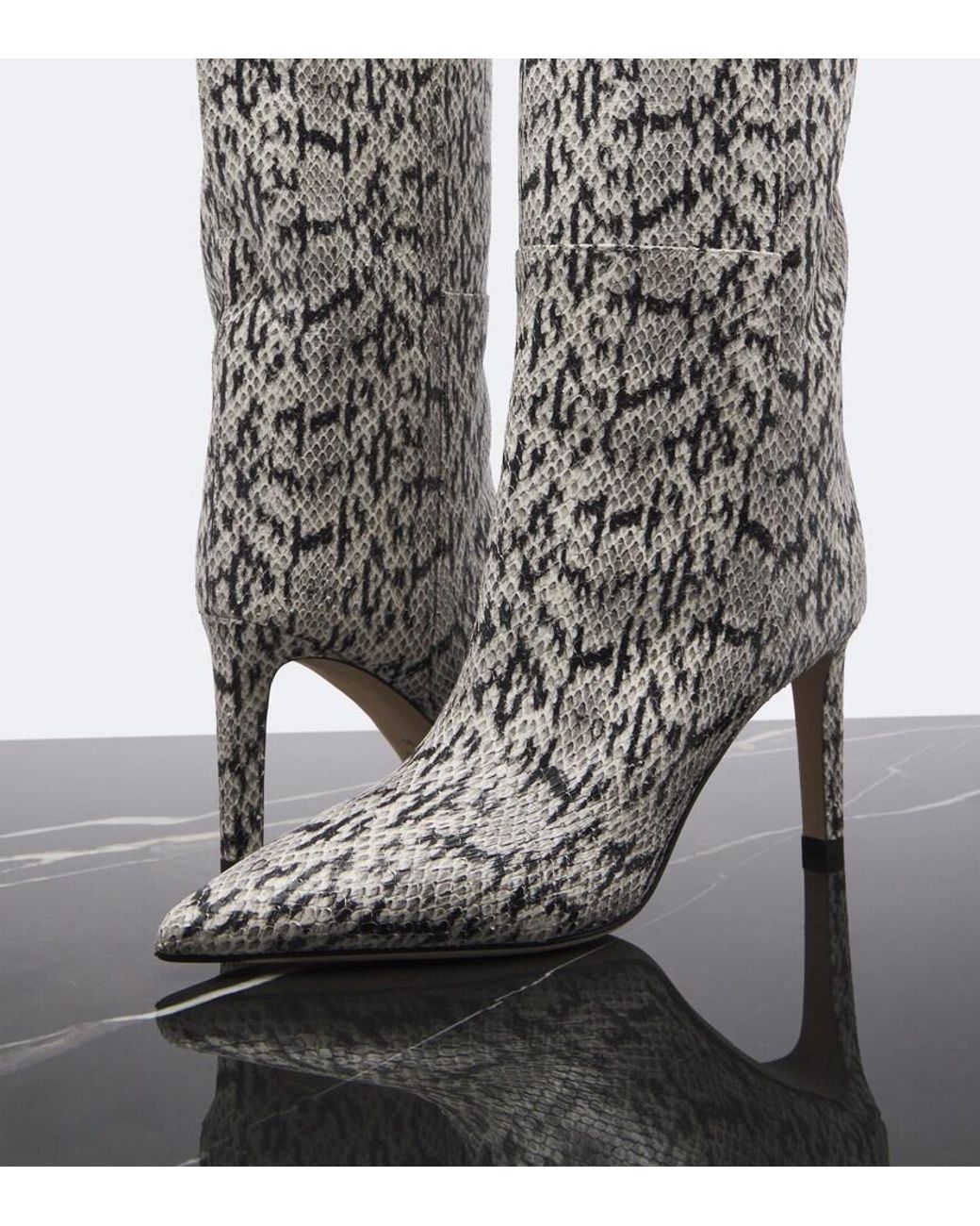Jimmy Choo White Alizze Snake-Effect Leather Knee-High Boots