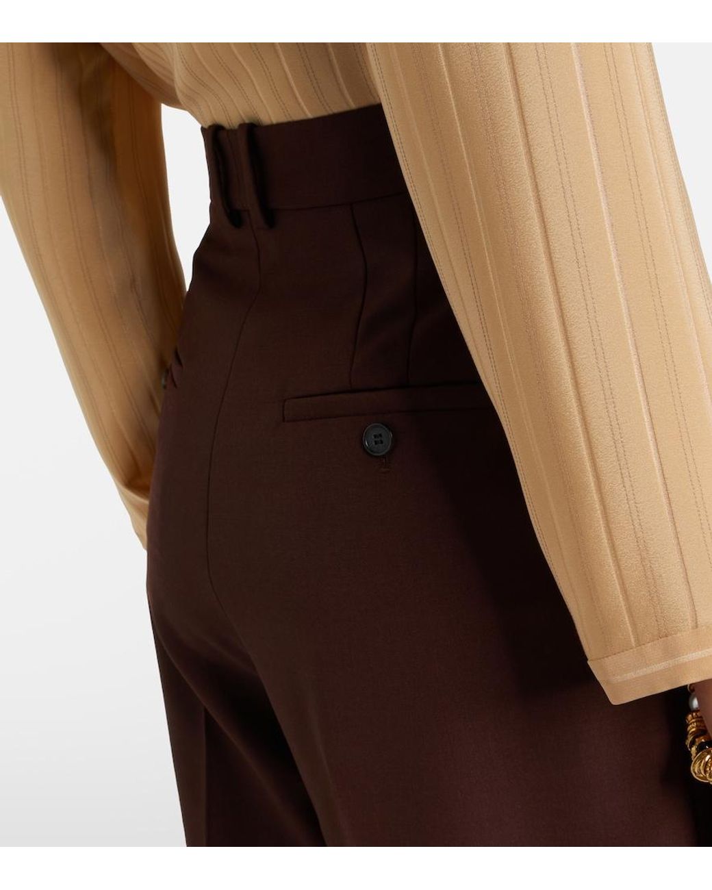 Saint Laurent Purple Wool And Mohair Wide-Leg Pants