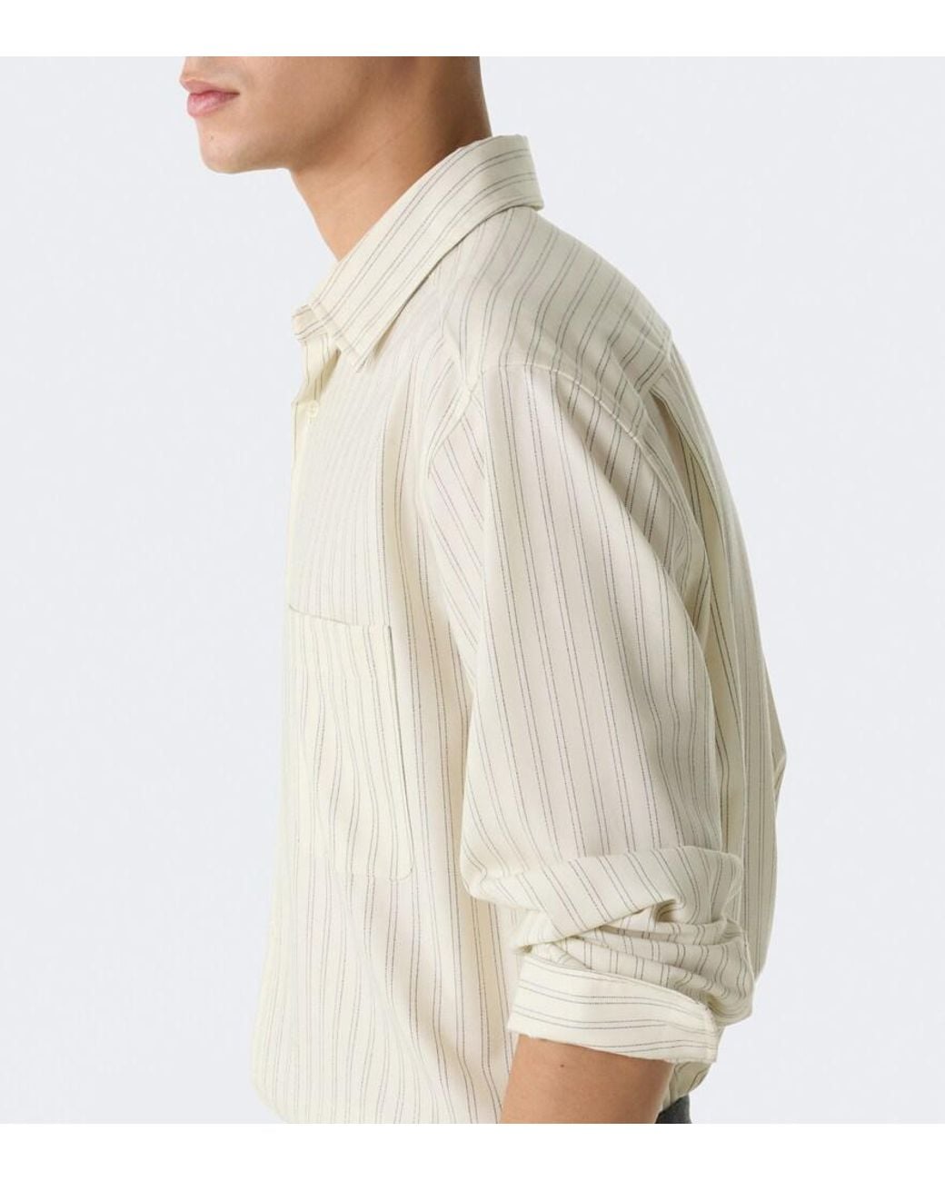 The Row White Uday Striped Cotton Poplin Shirt for men