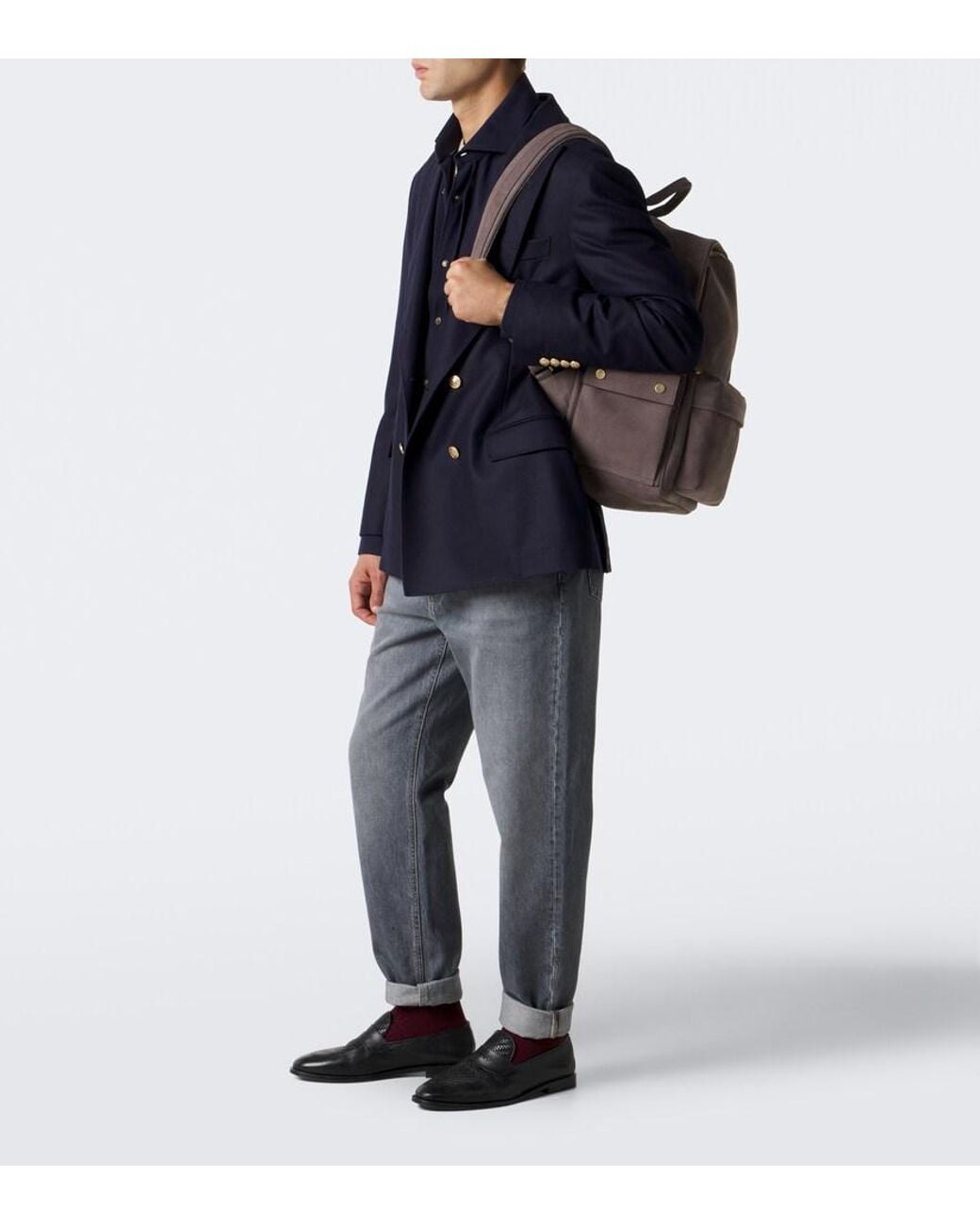 Brunello Cucinelli Brown Leather Backpack for men