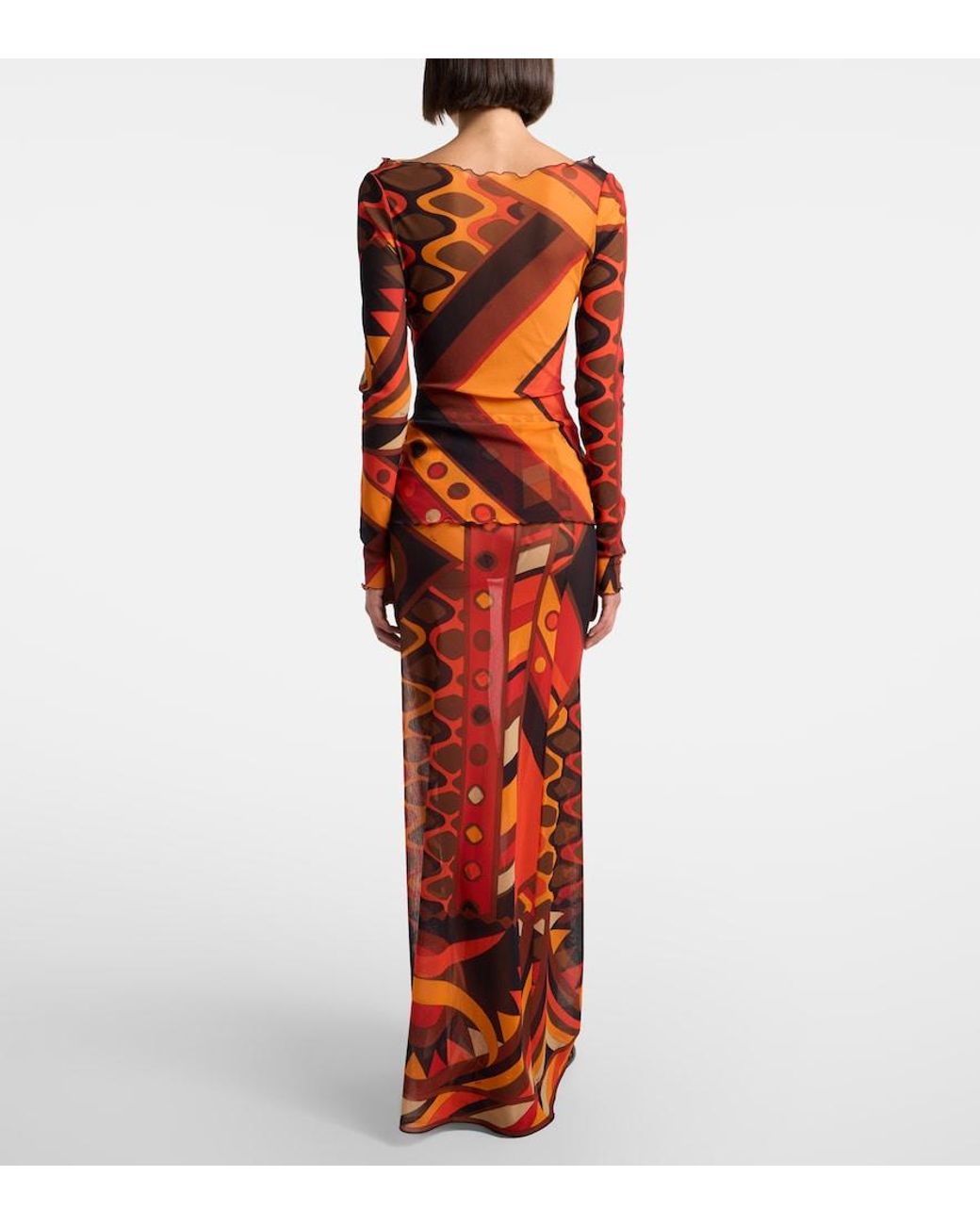 Emilio Pucci Red Vivara Tulle Maxi Skirt