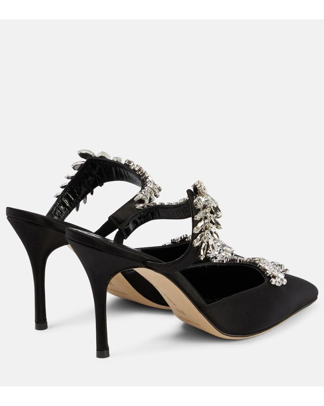 Manolo Blahnik Black Lurum 90 Satin Mule