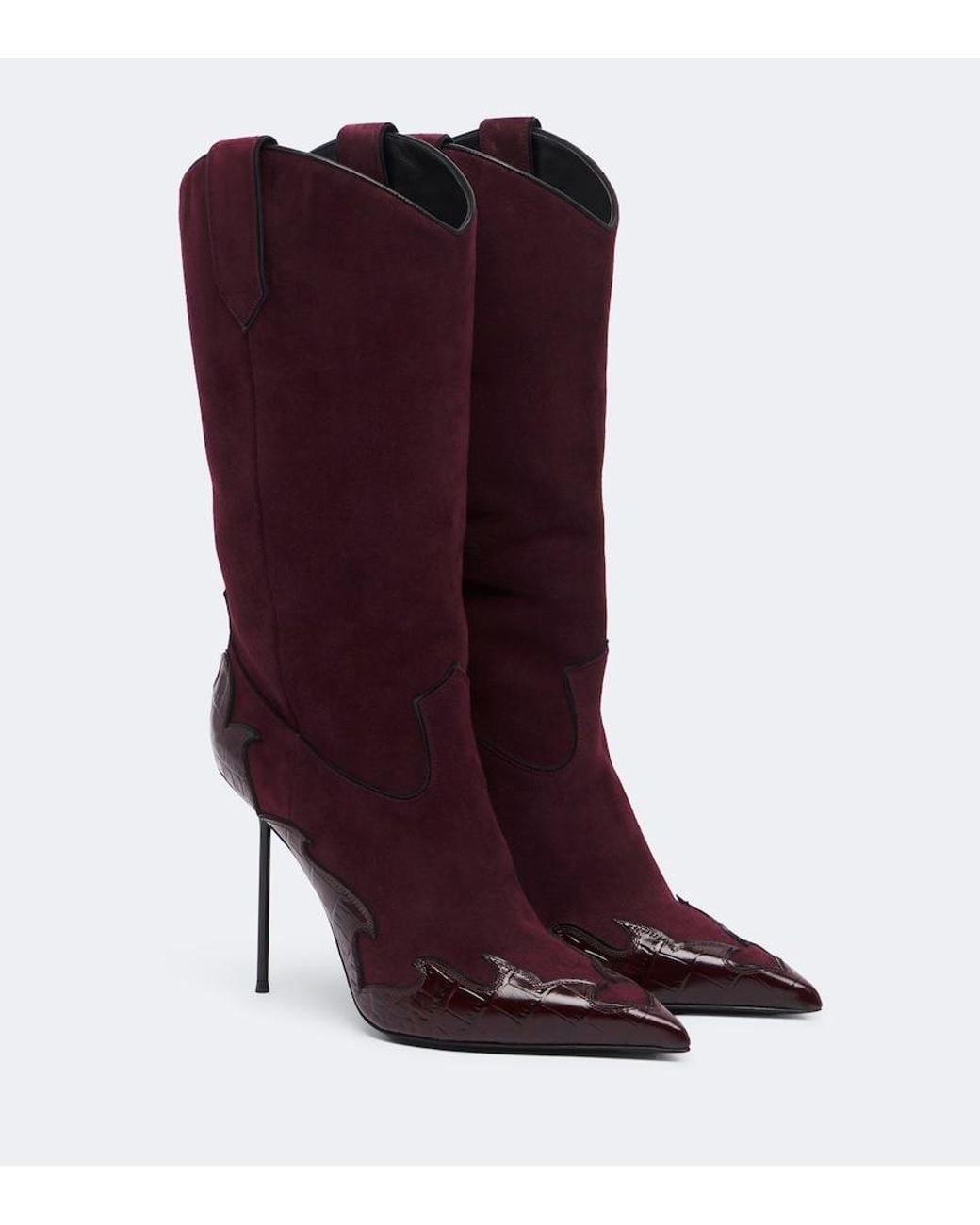 Paris Texas Red Lidia Queen Of Hearts Suede Mid-Calf Boots