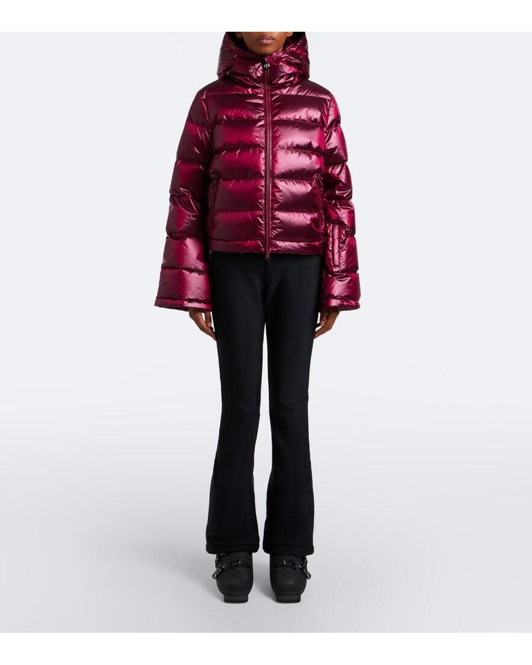 Perfect Moment Red Polar Flare Cropped Down Ski Jacket