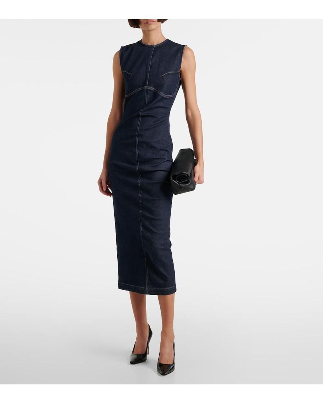 Sportmax Blue Geranio Denim Midi Dress
