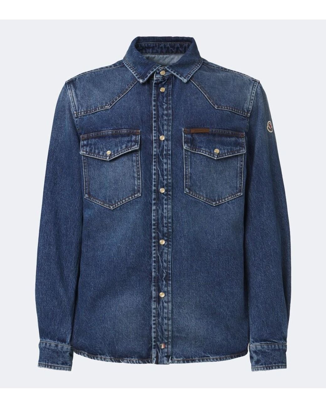Moncler Blue Denim Western Shirt for men