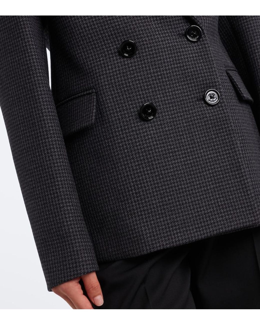 Balenciaga Black Houndstooth Double-Breasted Wool Jacket
