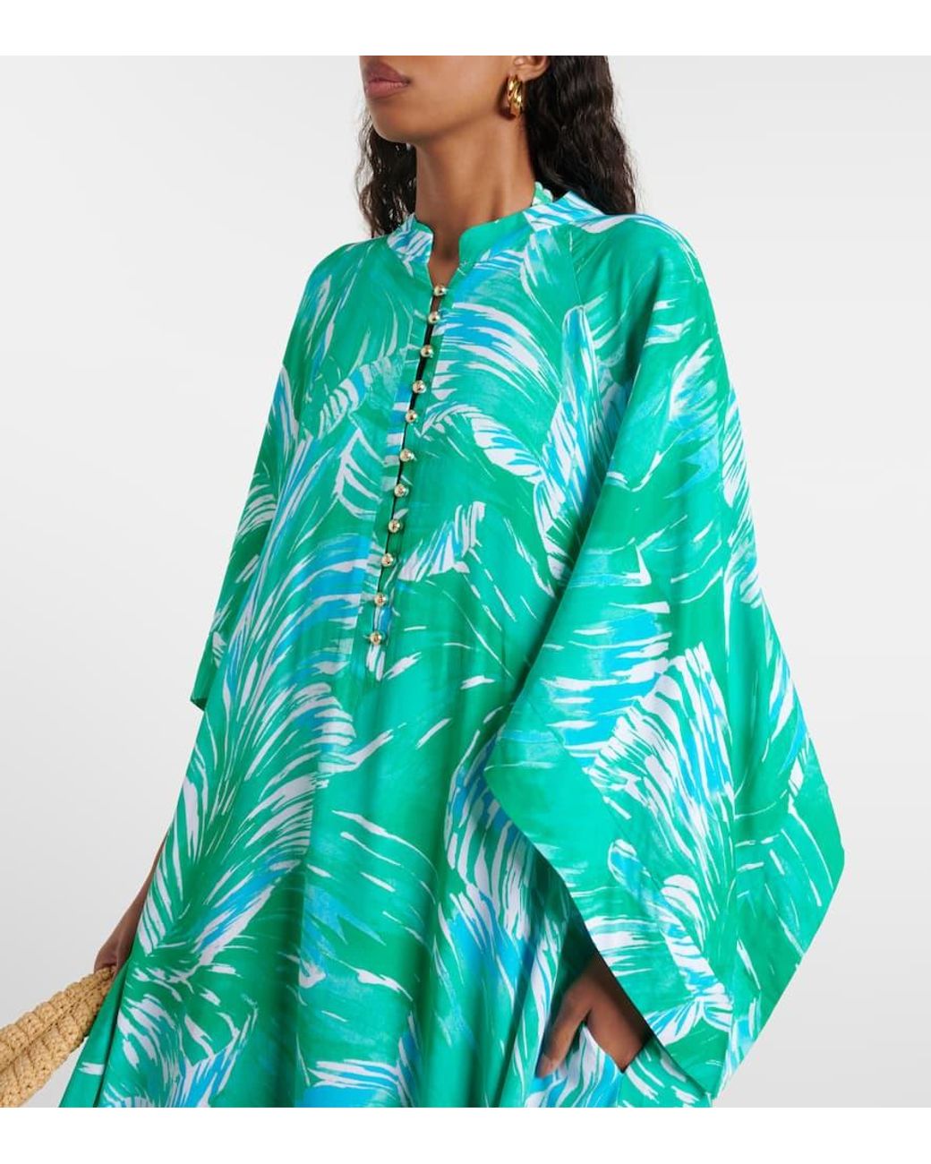 Melissa Odabash Green Edith Printed Kaftan
