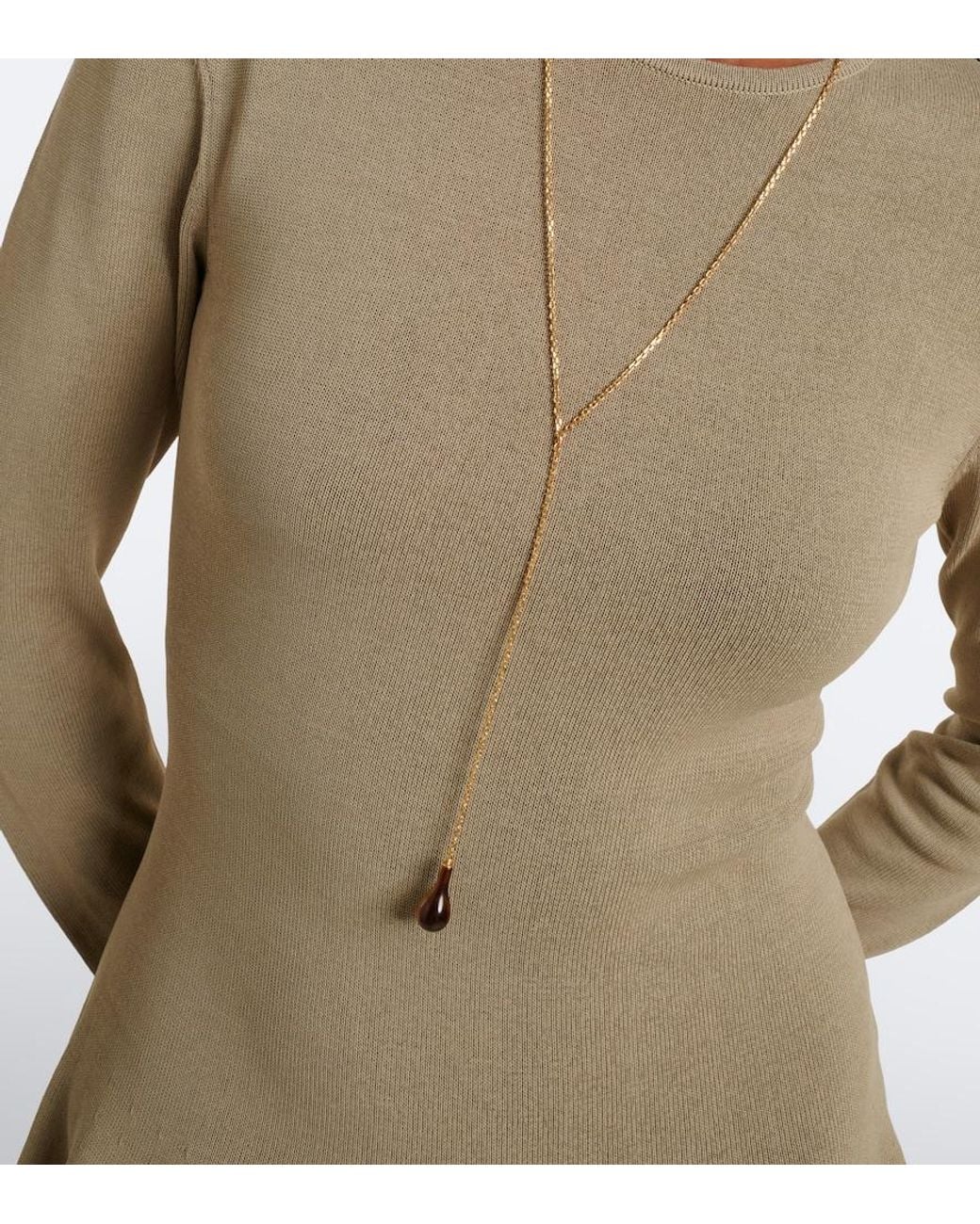 Totême White Embellished 24Kt-Plated Necklace