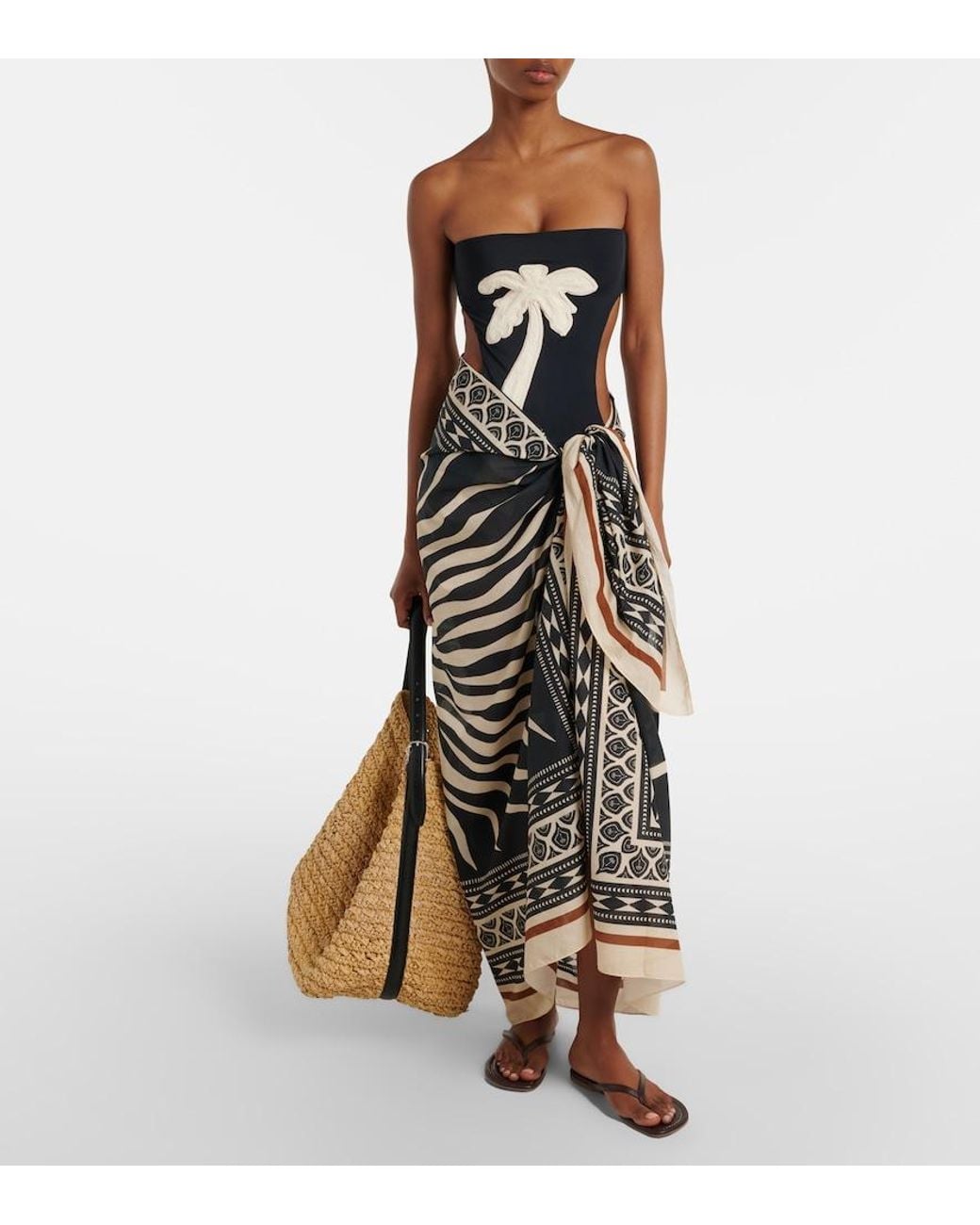 Johanna Ortiz White Printed Cotton Beach Cover-Up