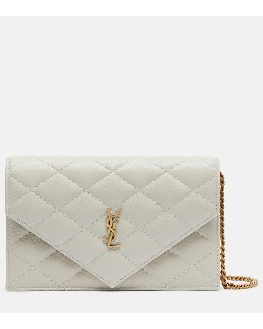 Saint Laurent White Paris Leather Wallet On Chain