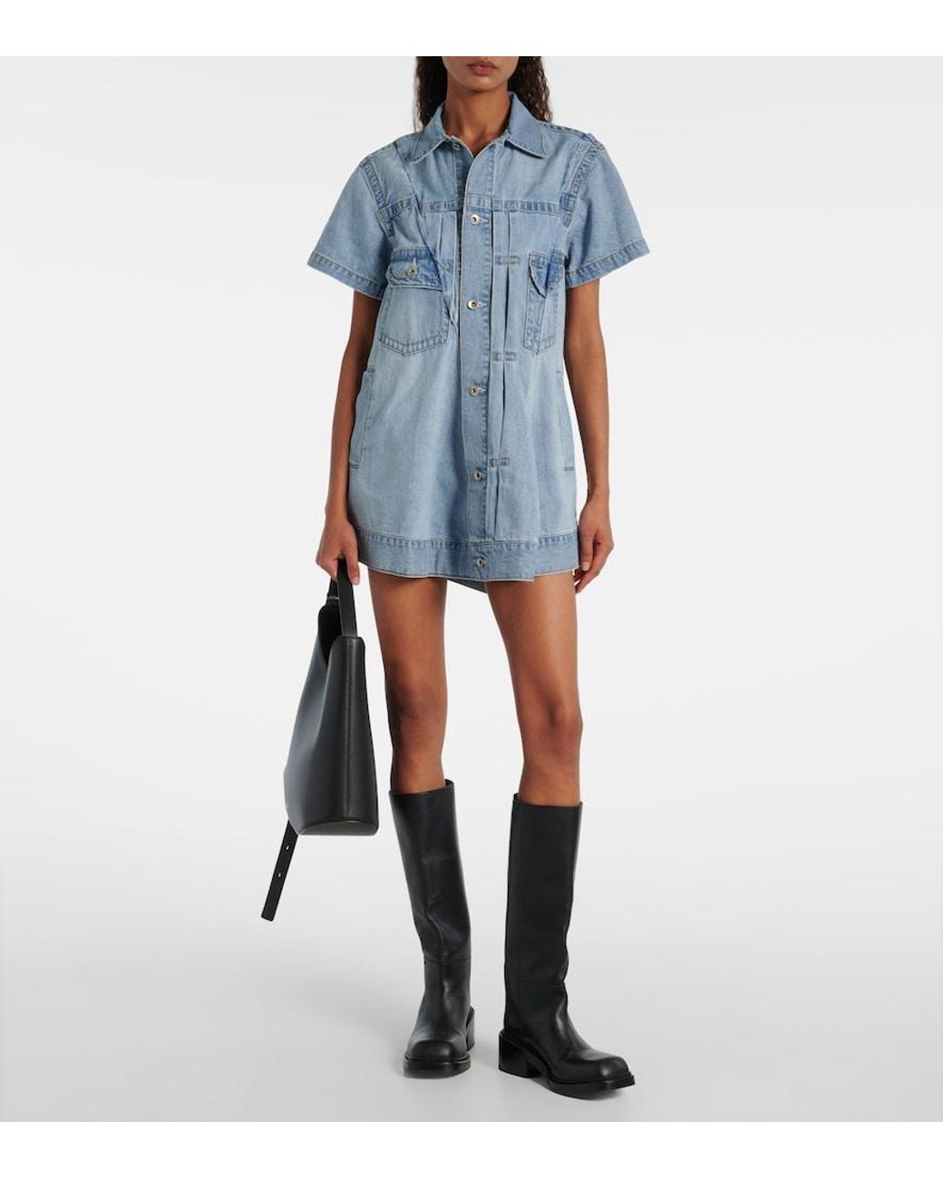 Sacai Blue Deconstructed Denim Minidress