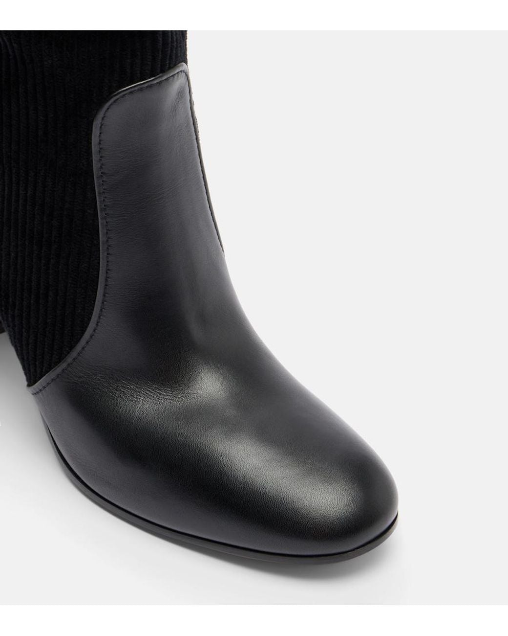 Gianvito Rossi Black Sheffield Leather And Corduroy Knee-High Boots