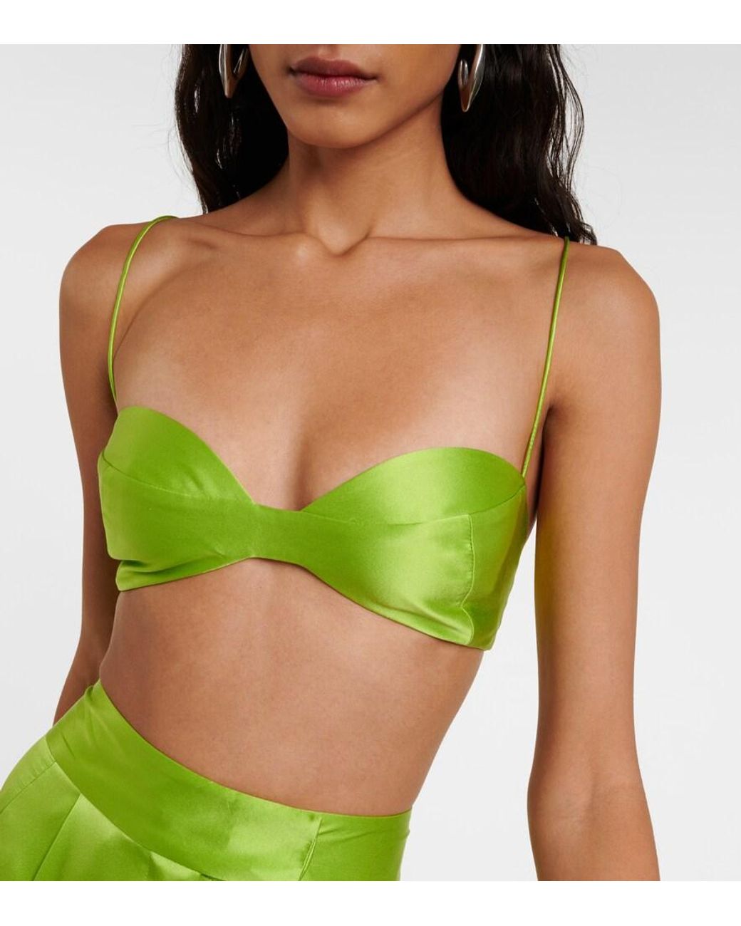 The Sei Green Silk Satin Bra Top
