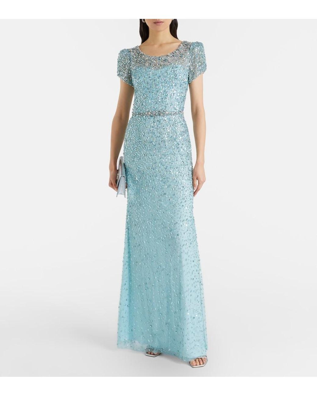 Jenny Packham Blue Epoch Embellished Gown